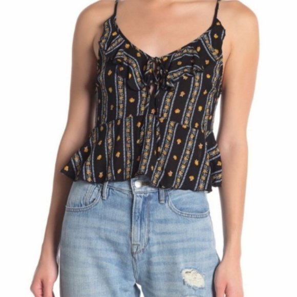 Free People Tops - Free People Love to Printed Cami Black Size Large